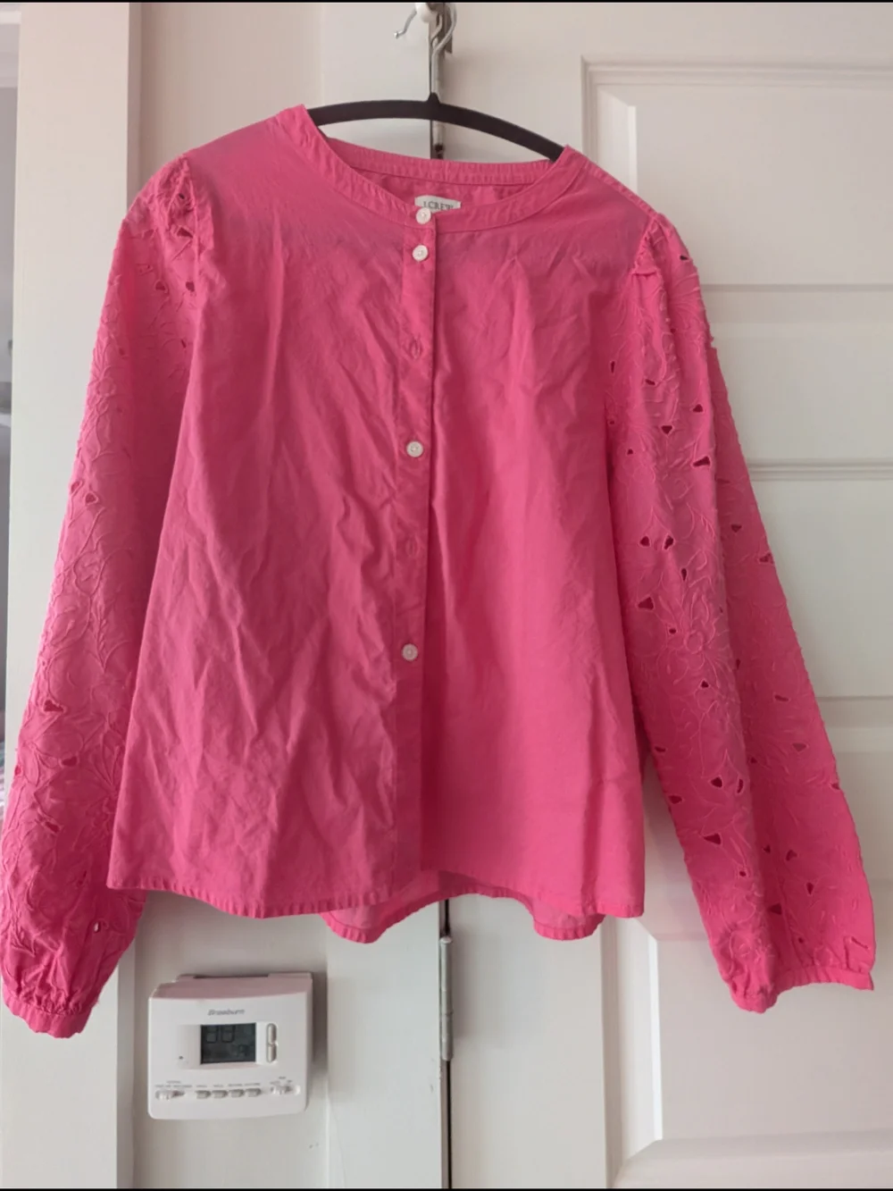 J. Crew Pink Button-Front Shirt M Lattice sleves